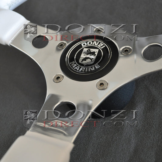 Donzi Marine Black/Chrome Shield OEM Steering Wheel Logo  1 3/4"