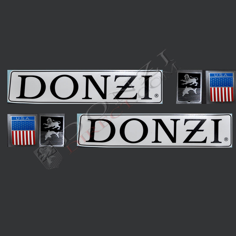 Donzi OEM Hullside Decal Logo Set, 40th Anniversary 6" w/ Shields