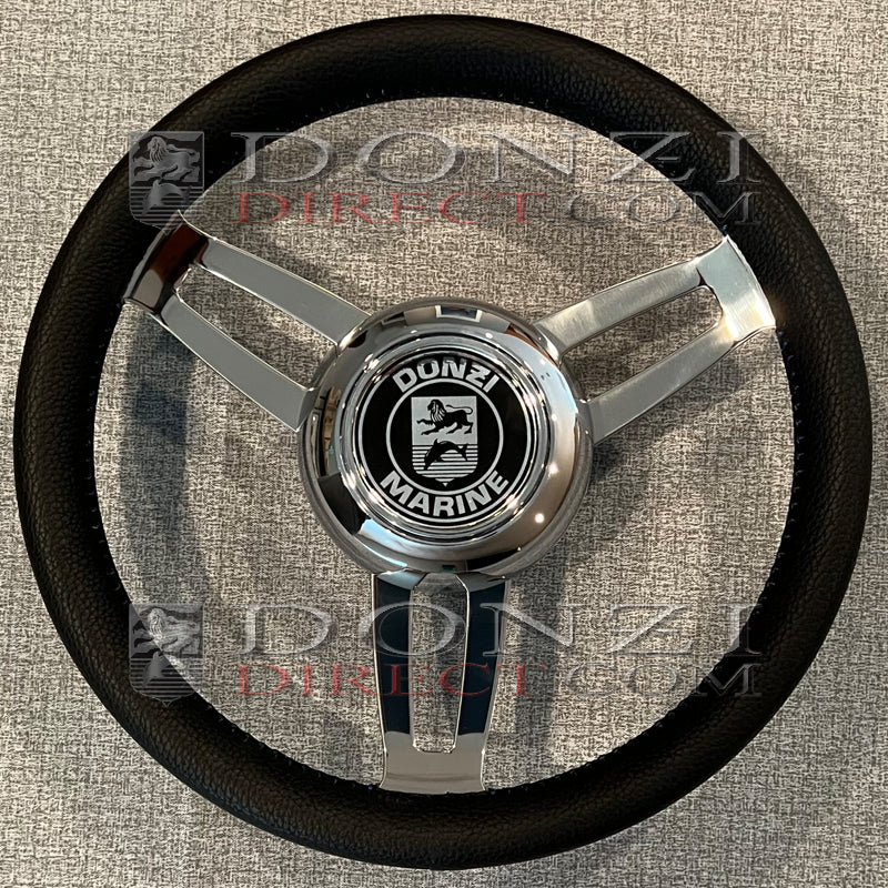 Donzi Almalfi 13.75" Black Italian Leather Steering Wheel