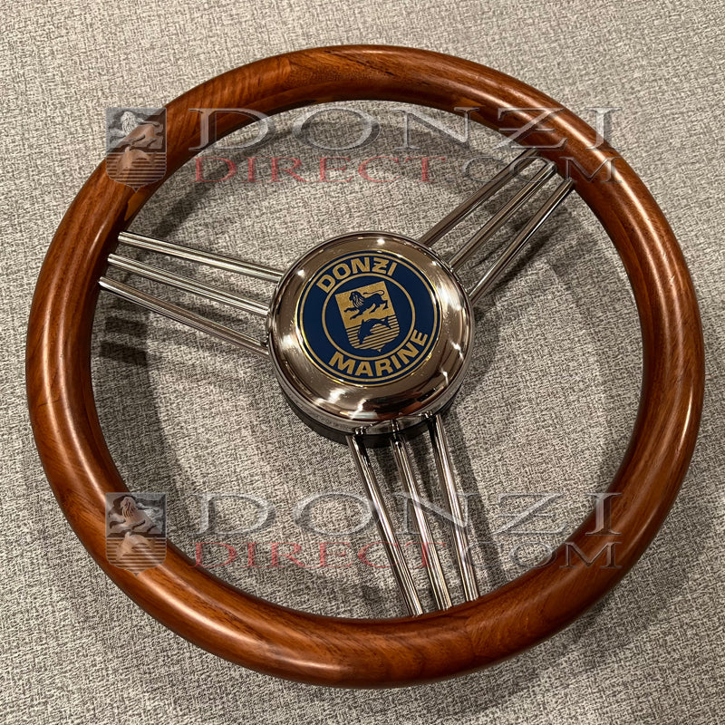 Donzi Italian 13.5" Mahogany Steering Wheel w/ 3" Donzi Logo