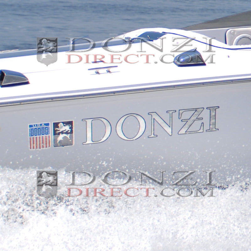 Donzi OEM Hullside Logo Decal Set, 6" with Shields