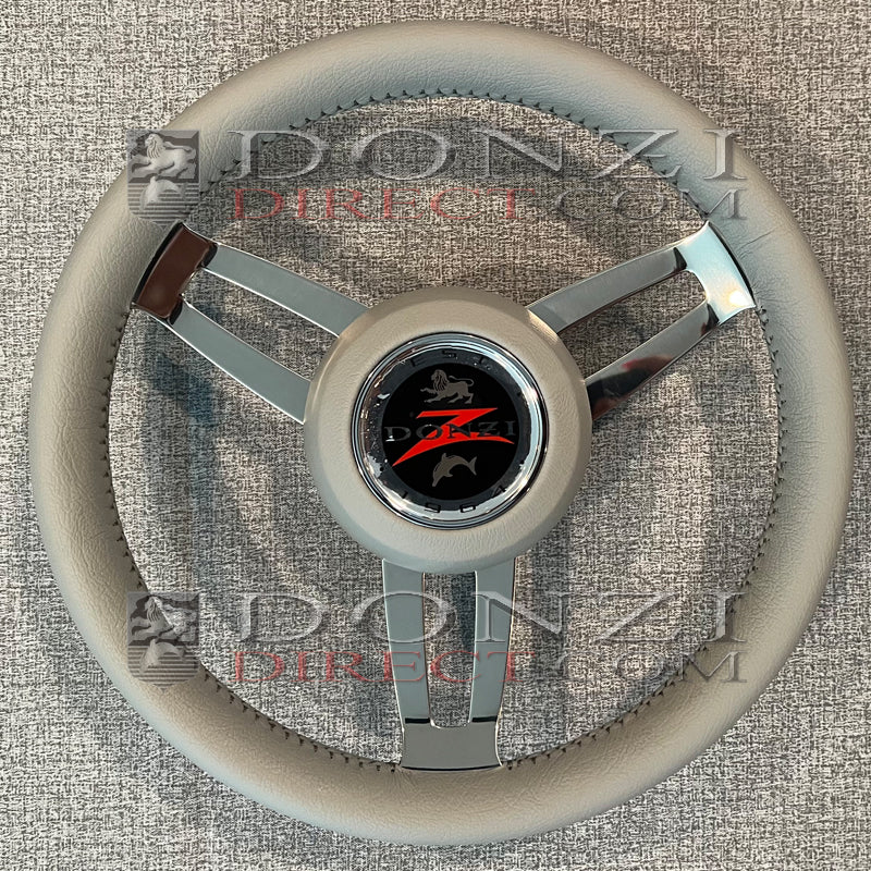 Donzi Sardinia 13.8" Gray Italian Leather Steering Wheel