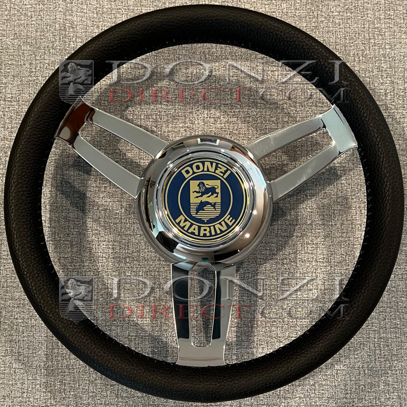 Donzi Almalfi 13.75" Black Italian Leather Steering Wheel