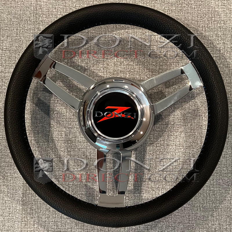 Donzi Almalfi 13.75" Black Italian Leather Steering Wheel