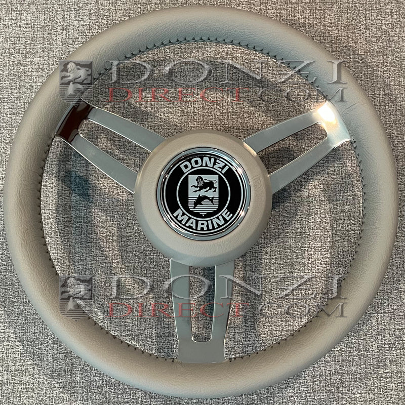 Donzi Sardinia 13.8" Gray Italian Leather Steering Wheel
