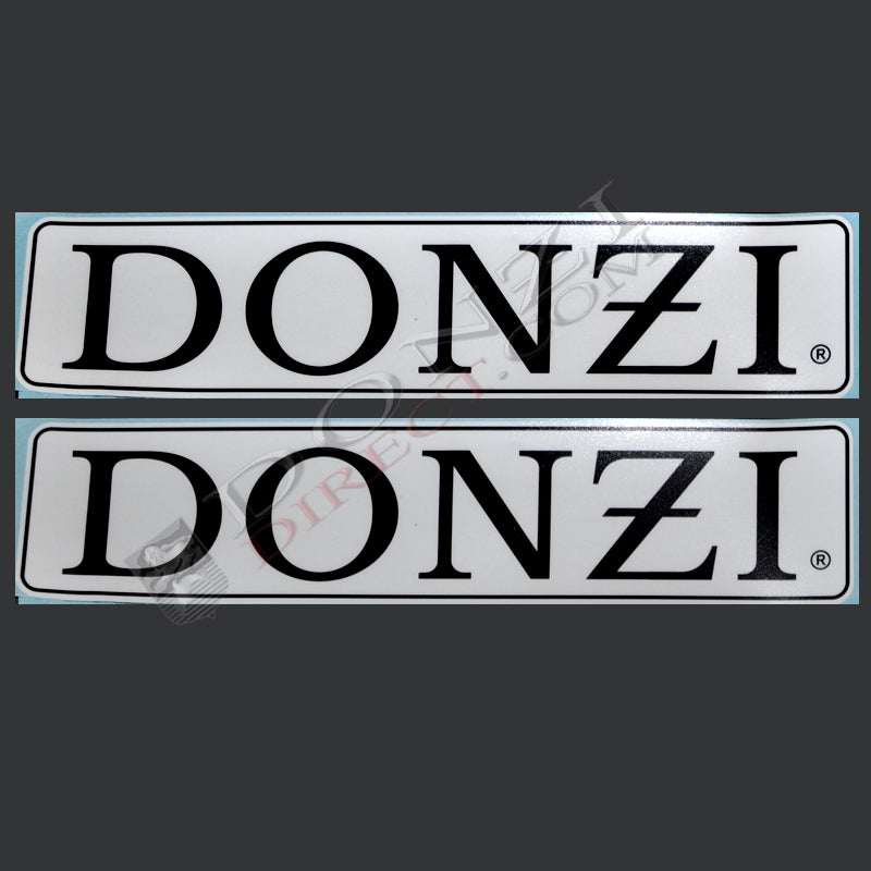 Donzi OEM Hullside Decal Logo, 4" Anniversary White Rectangle - Single