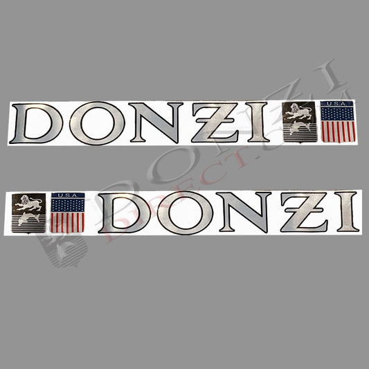 Donzi OEM Hullside Logo Decal Set, 6" with Shields