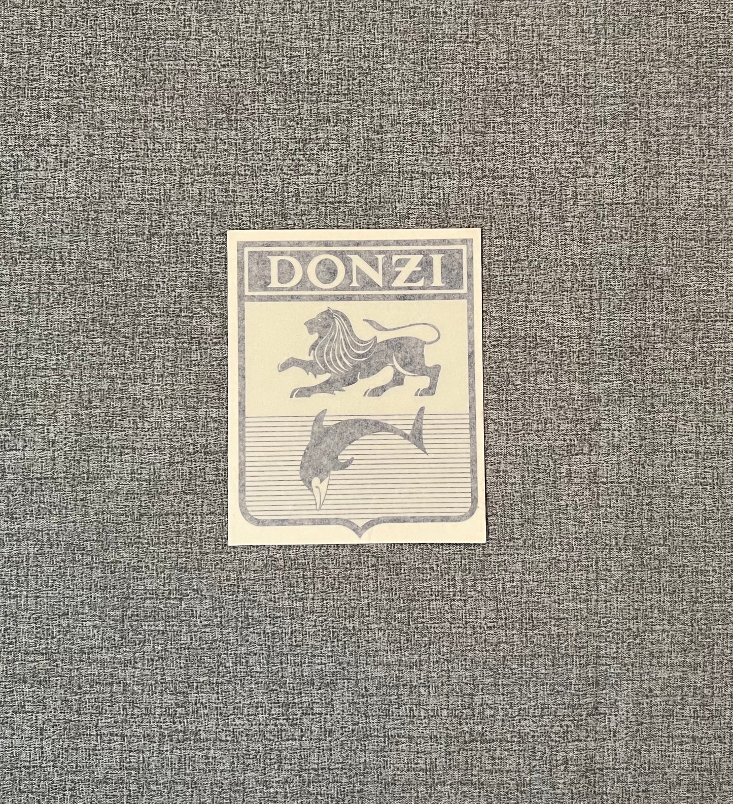 Donzi OEM Hullside Decal Logo - Lion Dolphin Shield Chrome / Blue, 6 5/8”