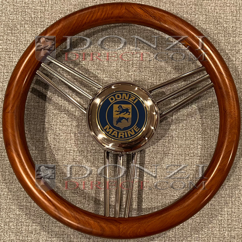 Donzi Italian 13.5" Mahogany Steering Wheel w/ 3" Donzi Logo