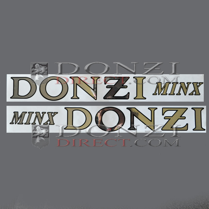Donzi OEM 20 Minx Chrome/Black Hullside Logo Decal Set