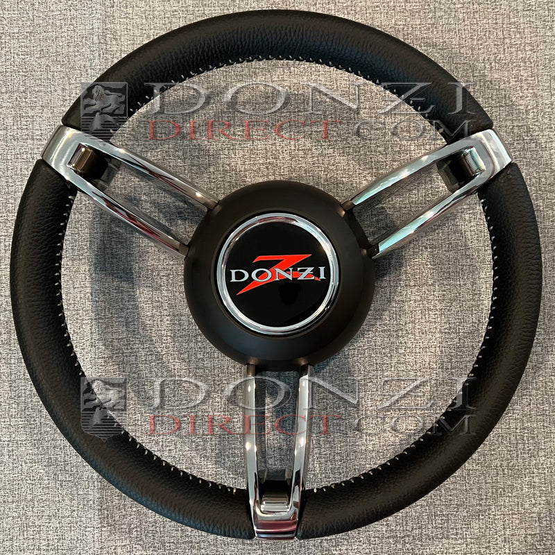 Donzi Capri 13.8" Italian Leather Stitched Steering Wheel