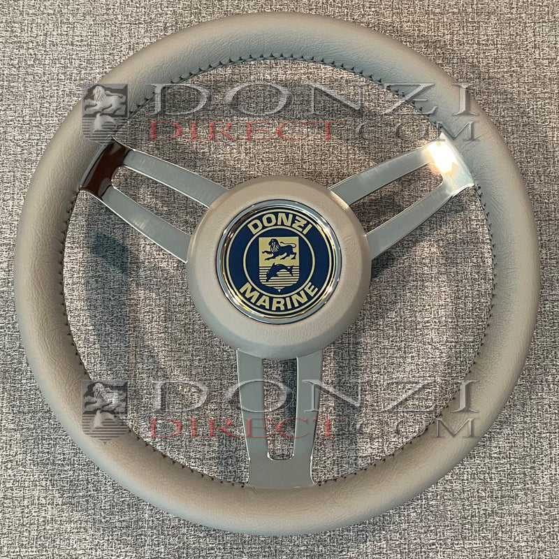 Donzi Sardinia 13.8" Gray Italian Leather Steering Wheel