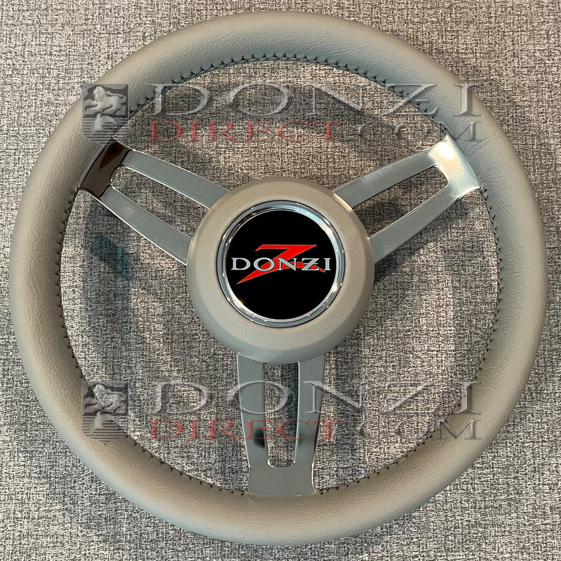 Donzi Sardinia 13.8" Gray Italian Leather Steering Wheel